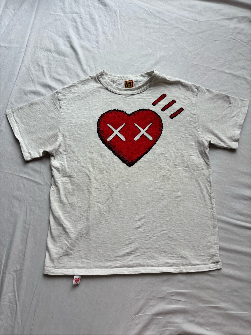 Human made White Graphic Tee with Red Heart Motif
